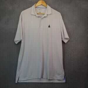 Johnnie O Polo Large White Blue Pattern Performance Stretch